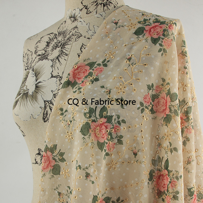 Nuovo tessuto chiffon stampato - Embroidery Rose recensione e prezzo