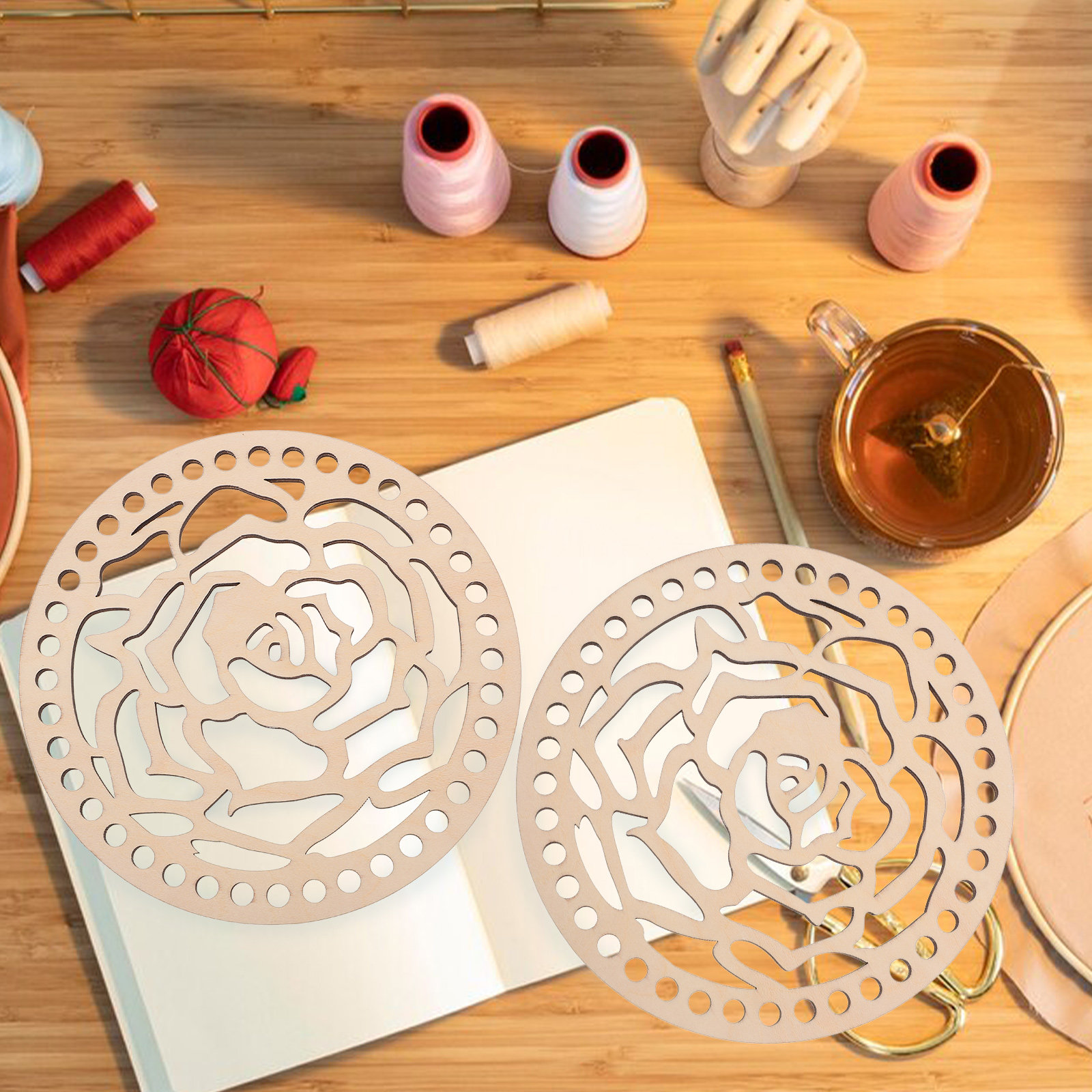 2 pezzi, base rotonda in legno - Embroidery Bag recensione e prezzo